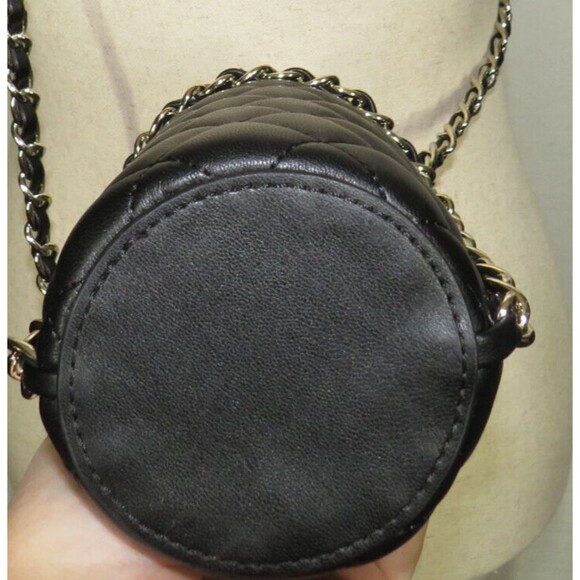 White House Black Market Black Quilted Chain Strap Water Bottle Holder Bag - Picture 8 of 10